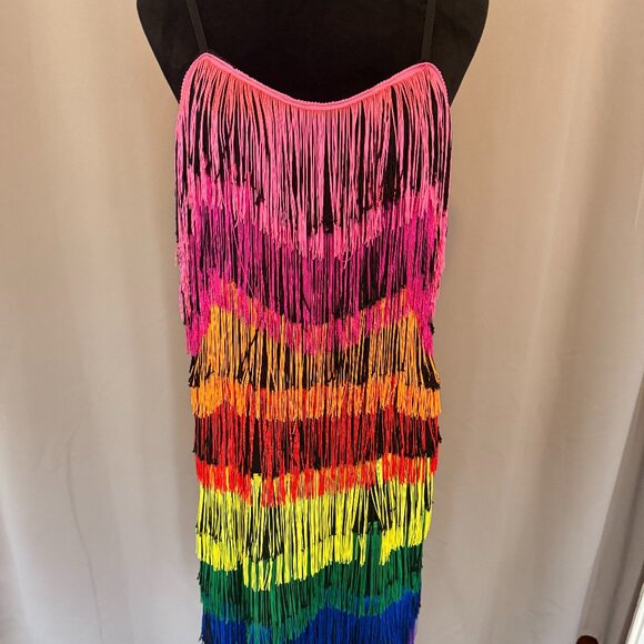 Amazing Pride Rainbow Fringe Dress Women's Large - Picture 1 of 4
